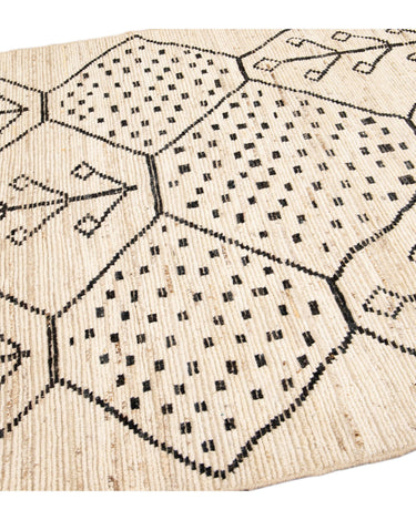 Modern Moroccan Style Handmade Geometric Motif Beige Boho Wool Rug
