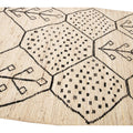 Modern Moroccan Style Handmade Geometric Motif Beige Boho Wool Rug