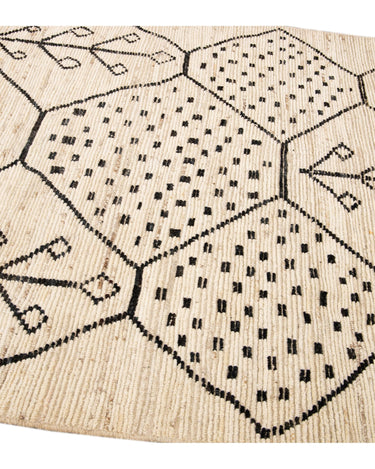 Modern Moroccan Style Handmade Geometric Motif Beige Boho Wool Rug