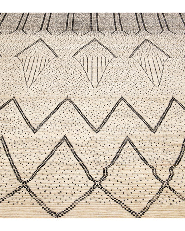 Modern Moroccan Style Handmade Geometric Pattern Beige and Gray Boho Wool Rug