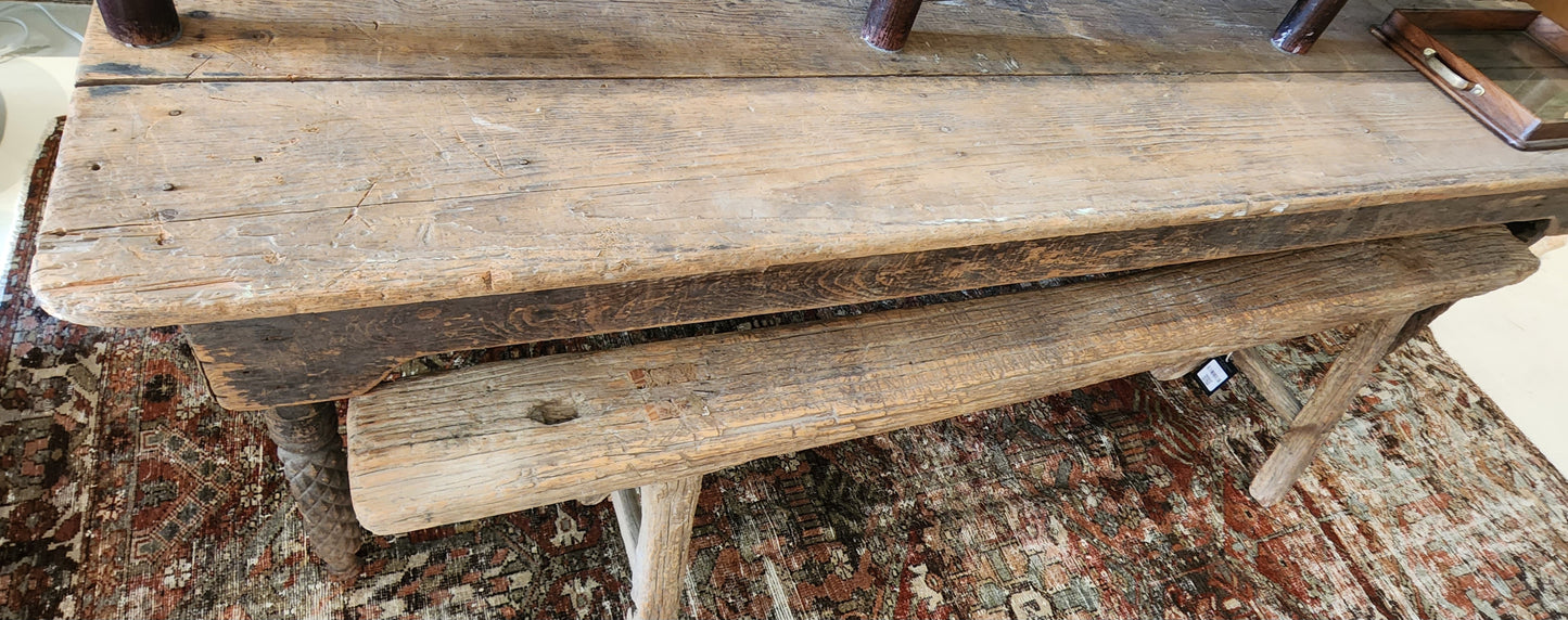 farm Table, diamond patterned turned legs F170