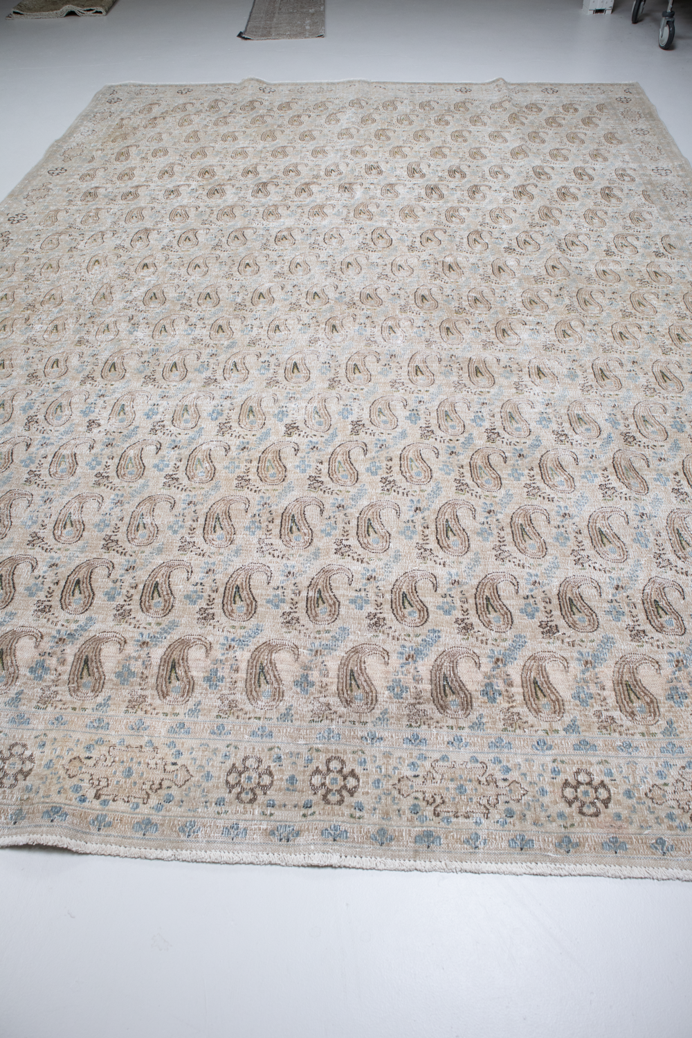 (Reserved) Room Size Neutral Vintage Persian Boteh Rug