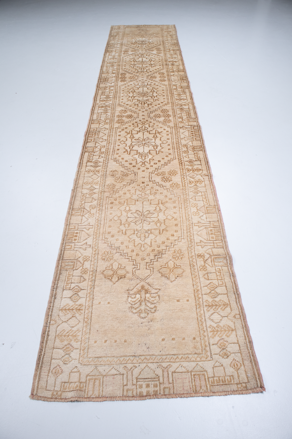 Neutral Vintage Anatolian Runner Rug
