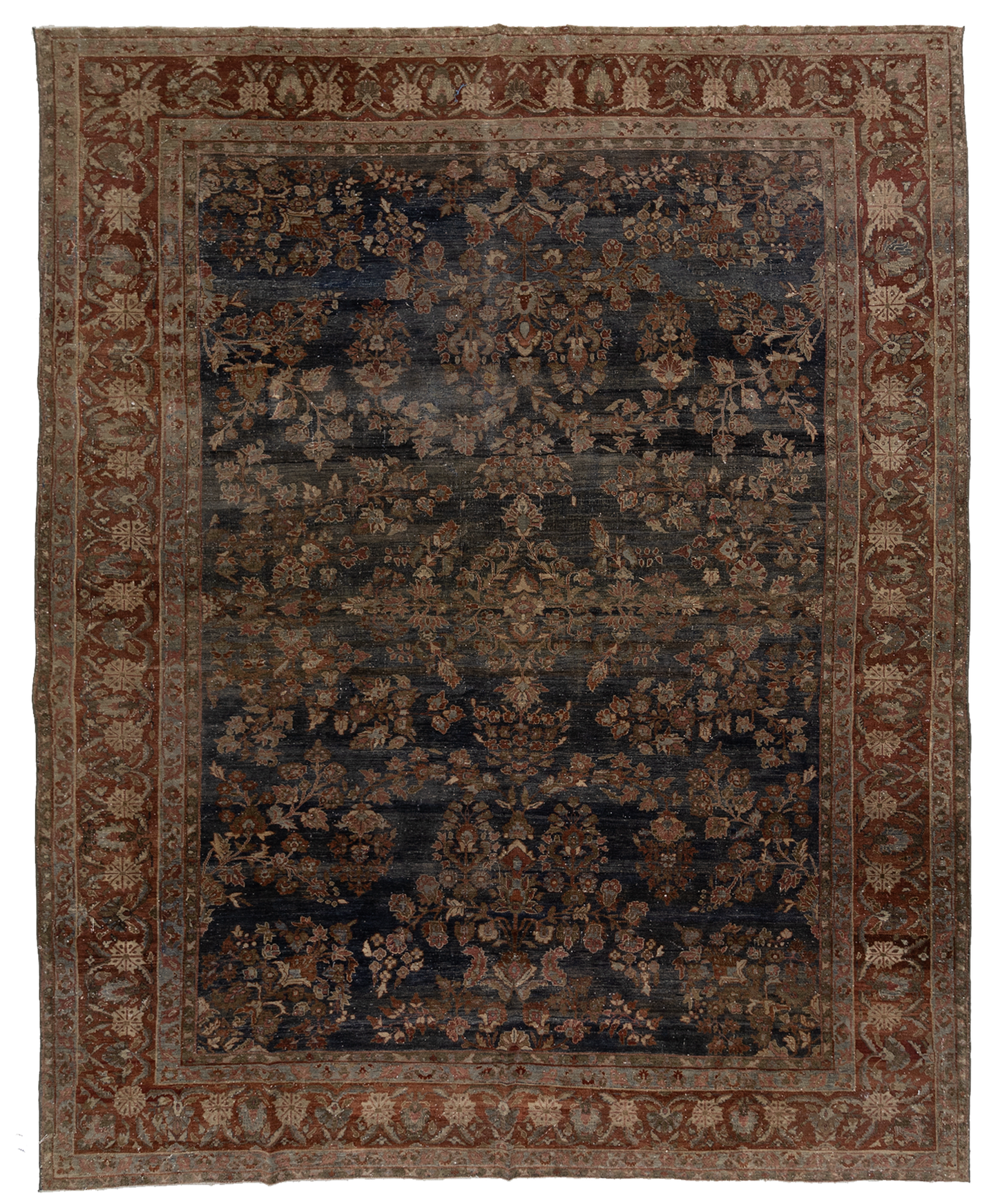 Dark Blue Antique Persian Sarouk Rug L1493