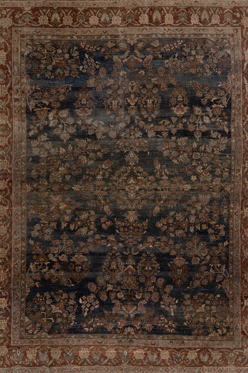 Dark Blue Antique Persian Sarouk Rug L1493