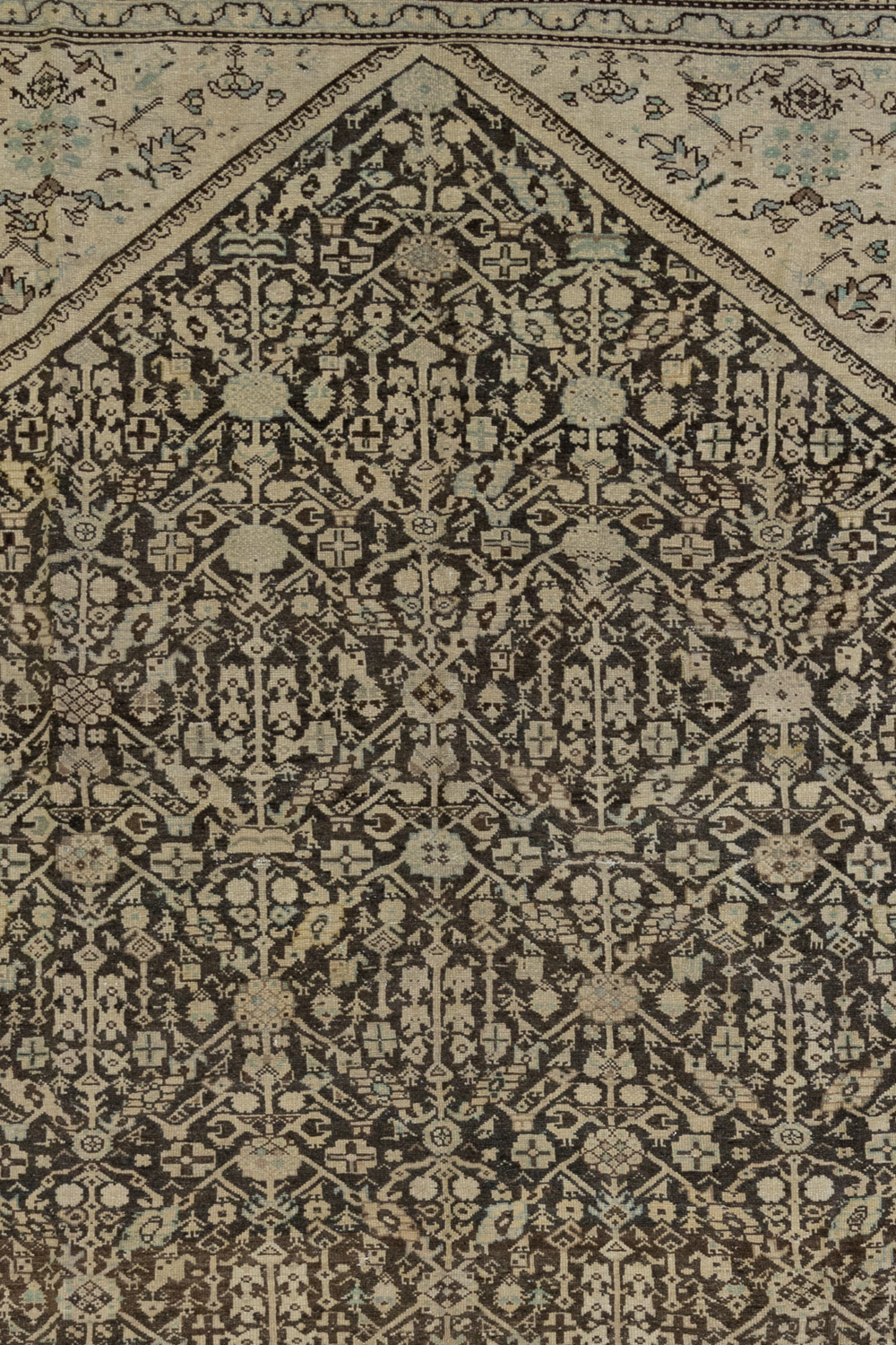 Dark Brown Antique Persian Mahal Rug