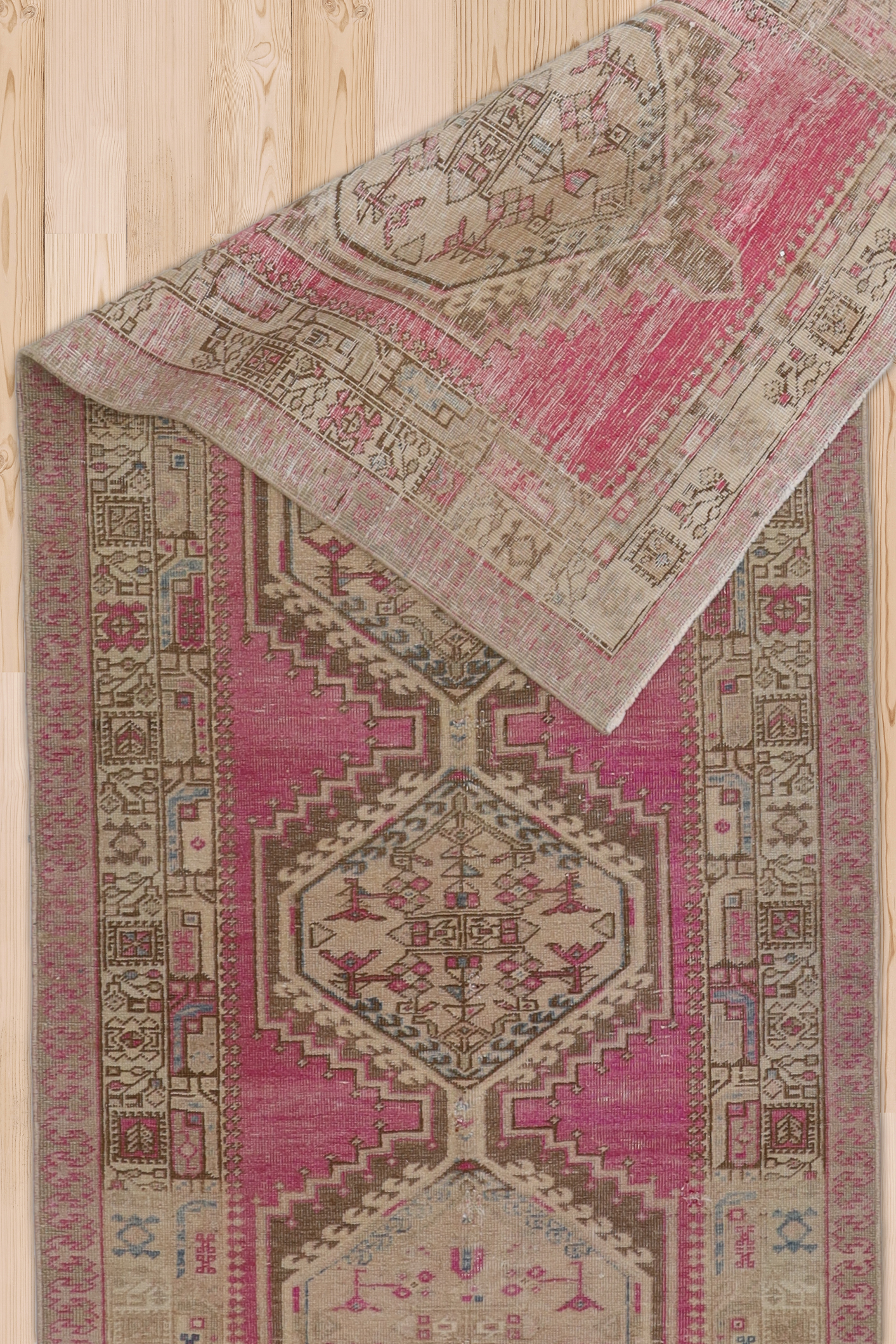 Pink Vintage Oriental Serab Runner Rug