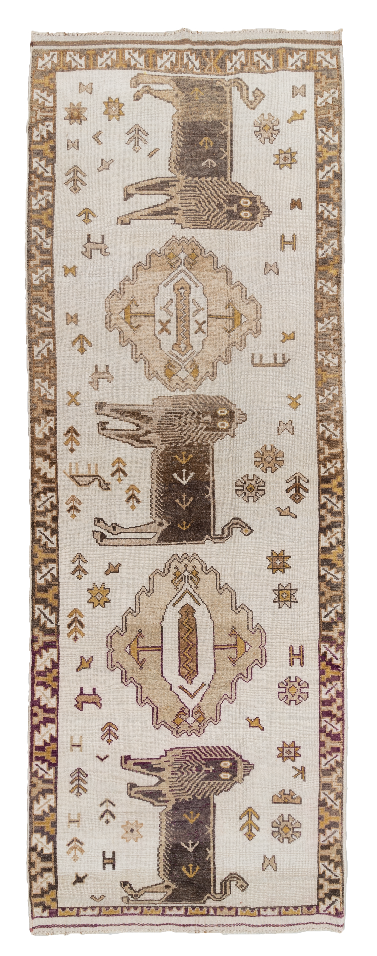 Vintage Lion Turkish Anatolian Rug